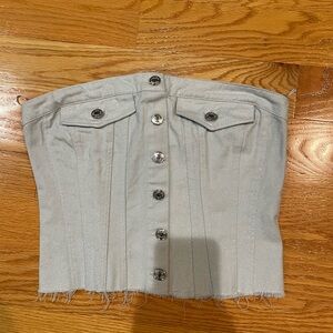 Zara Shimmer Strapless Denim Tube Top